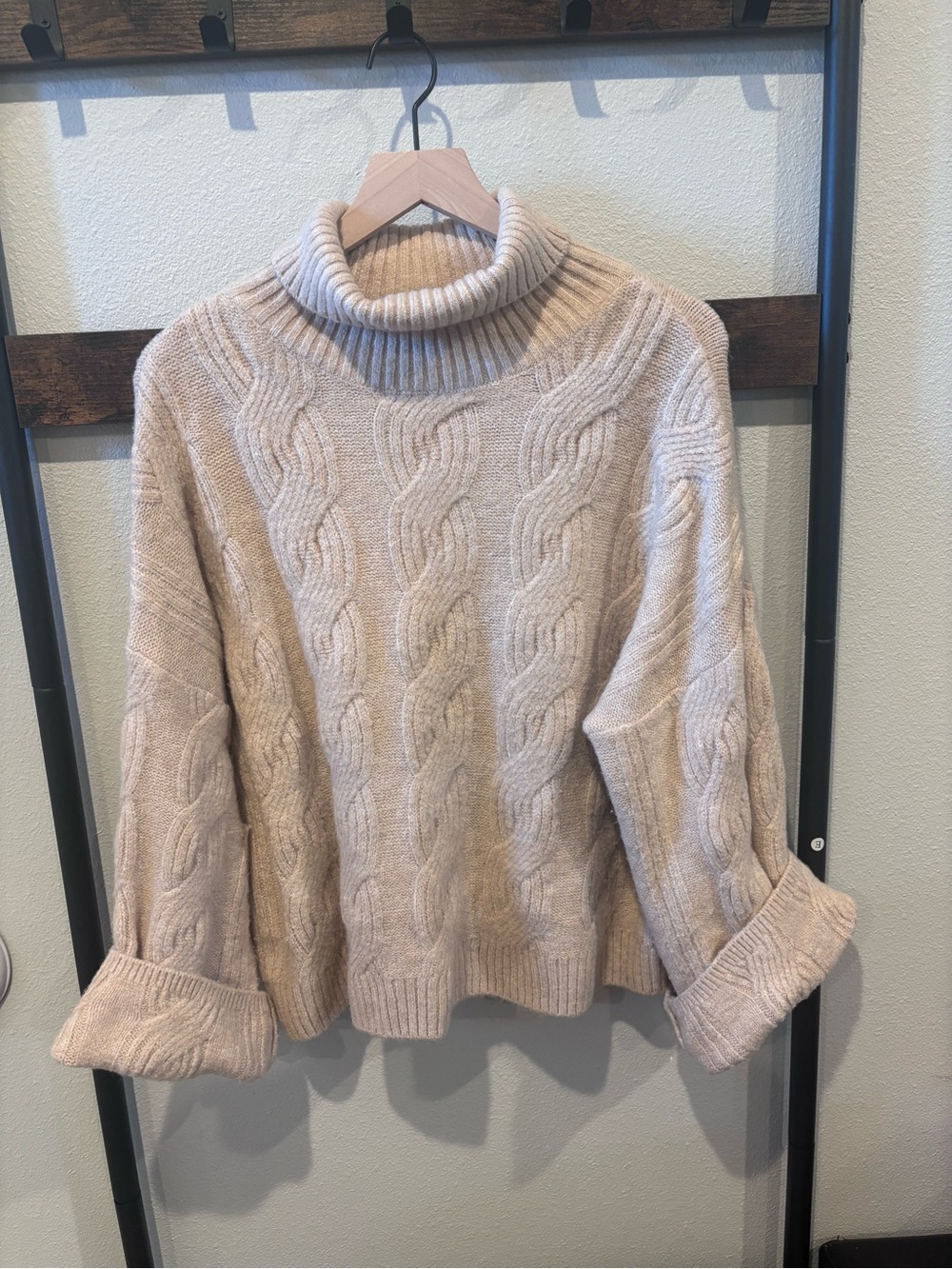 Chunky Cable-Knit Turtleneck Sweater
